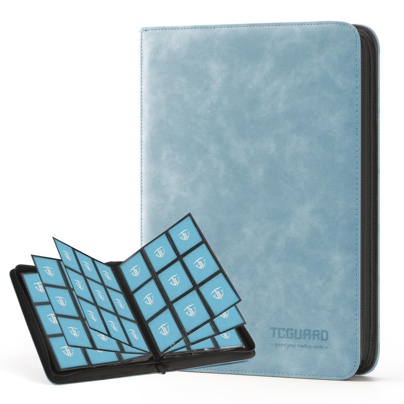 TCGUARD Trading Card Binder  9 Side Loading Pocket Card Album Hold Up to 540  Zipper Binder for Collection  TCG Holder for Sports  Yugioh  MTG etc. (Sky Blue 9) - Image 1